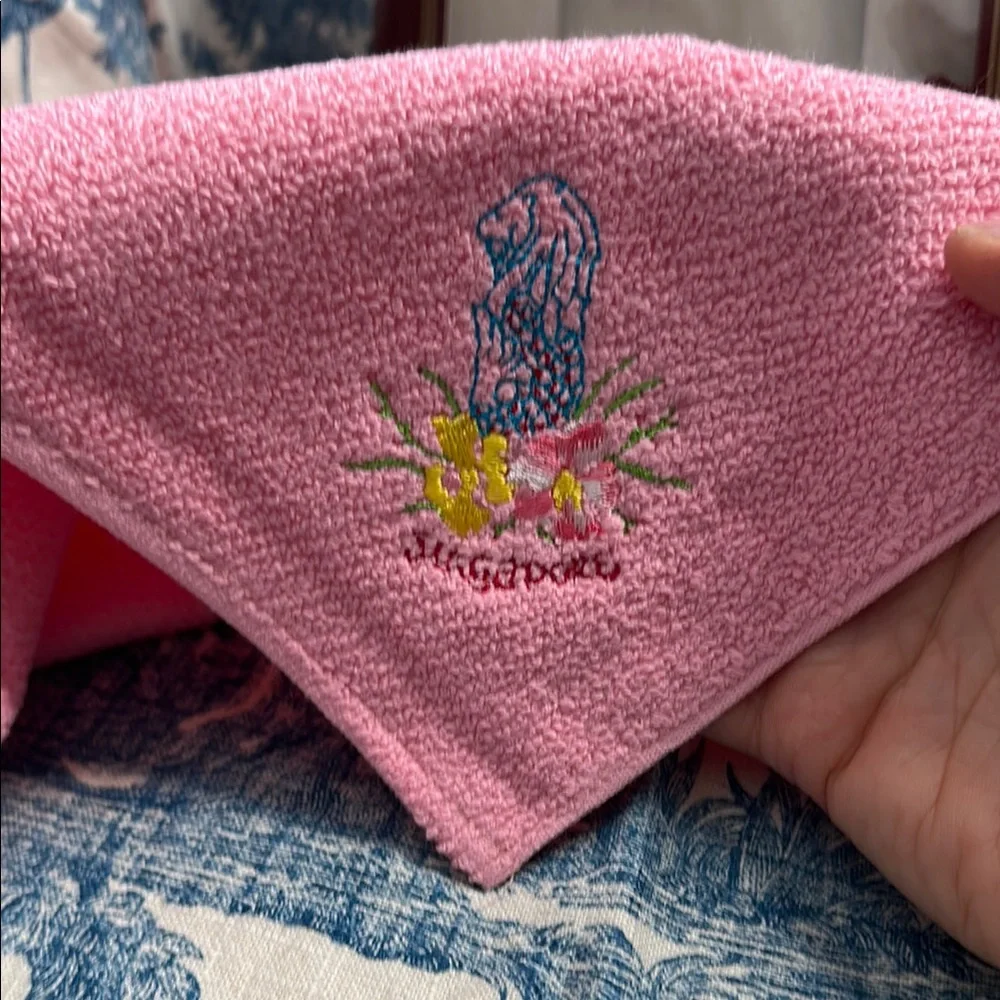 Singapore Souvenir Embroidered Pink Hand Towel